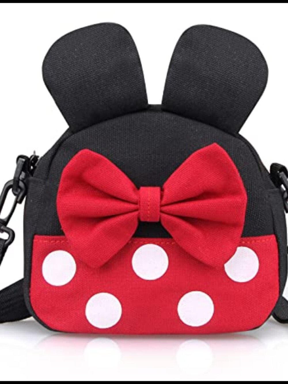 Girls Canvas Crossbody Purse Mini Mouse Ears Adjustable Strap